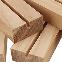 Vista 3 de KEILEOHO 30 soportes de madera para números de mesa, soporte para tarjetas de mesa, soporte de números de mesas de madera, soportes de tarjetas