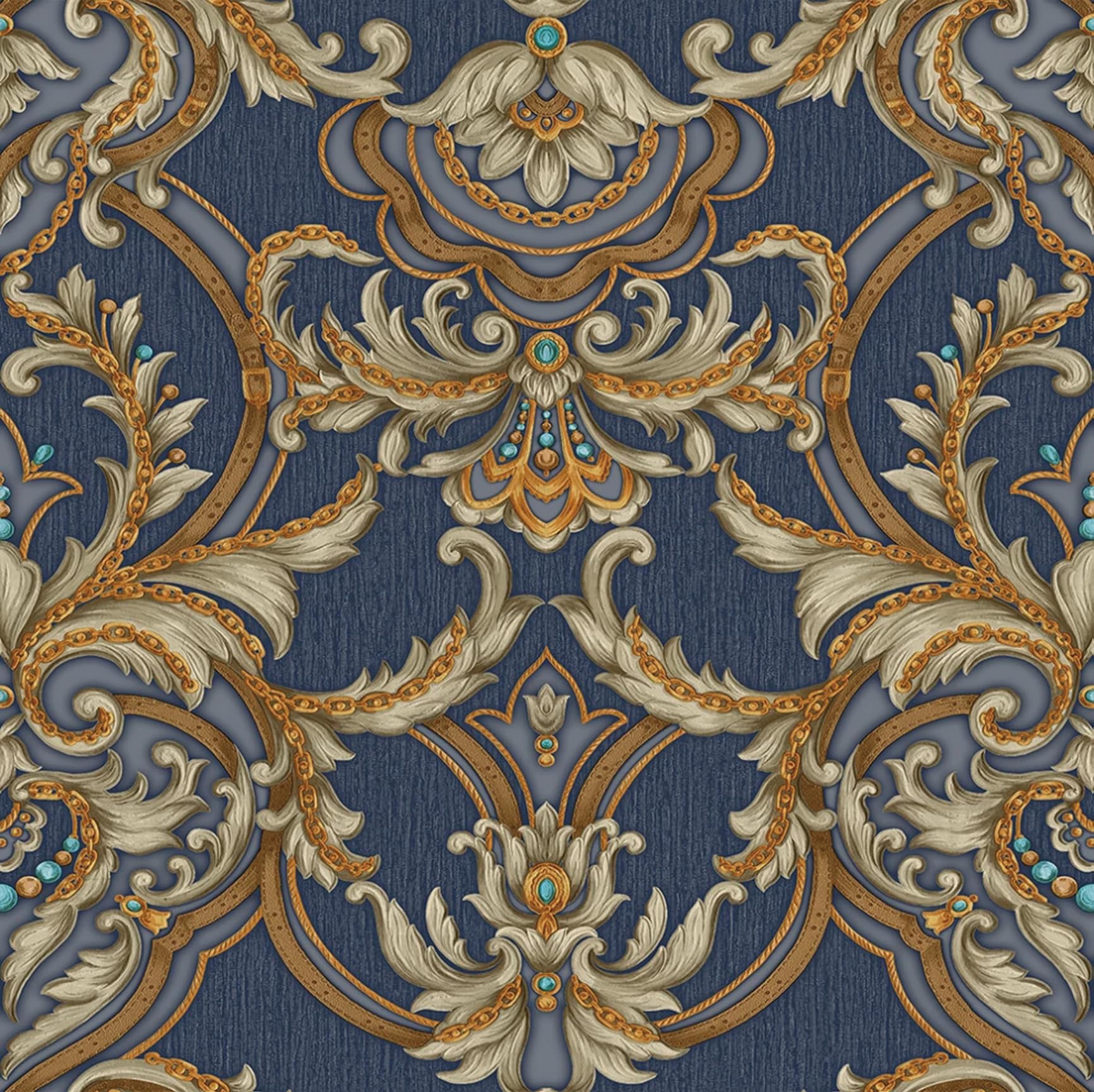 DacaiCloth Vintage Damask Peel and Stick Wallpaper, Purple and Gold, Self-Adhesive Removable, 44 cm x 300 cm