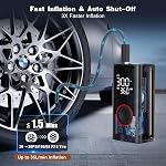 Tire Inflator Portable Air Compressor Portable Cordless Mini Air Pump with Digital Pressure Gauge 150PSI 3X Fast Inflation and Auto Shutoff Function Tires Pump for Cars