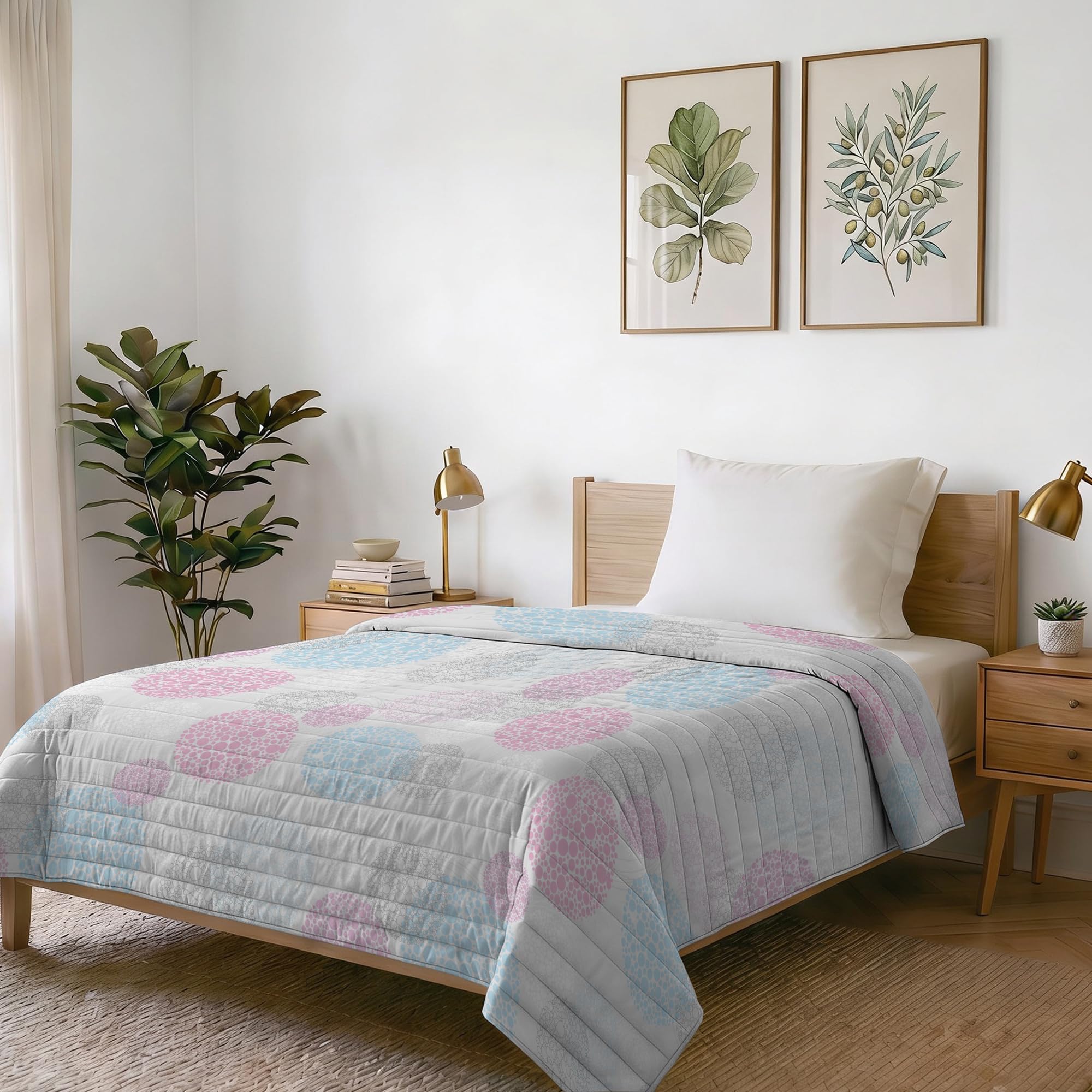 Italian Bed Linen Fantasy Printed Summer Quilt, Polyester Filling, Molecole, 170 x 270 cm