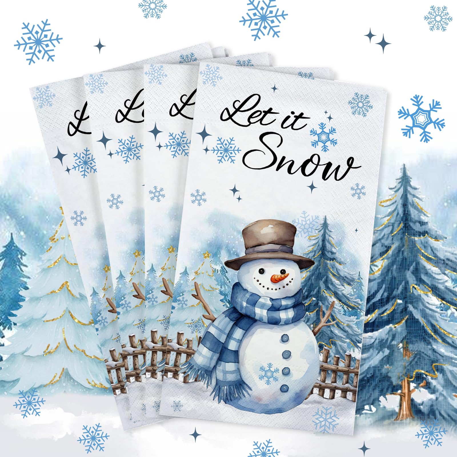 50 servilletas de Navidad para invitados de 2 capas, toallas de mano decorativas de papel para baño, cocina, muñeco de nieve, servilletas de mano desechables para invierno, Navidad, fiestas, baby