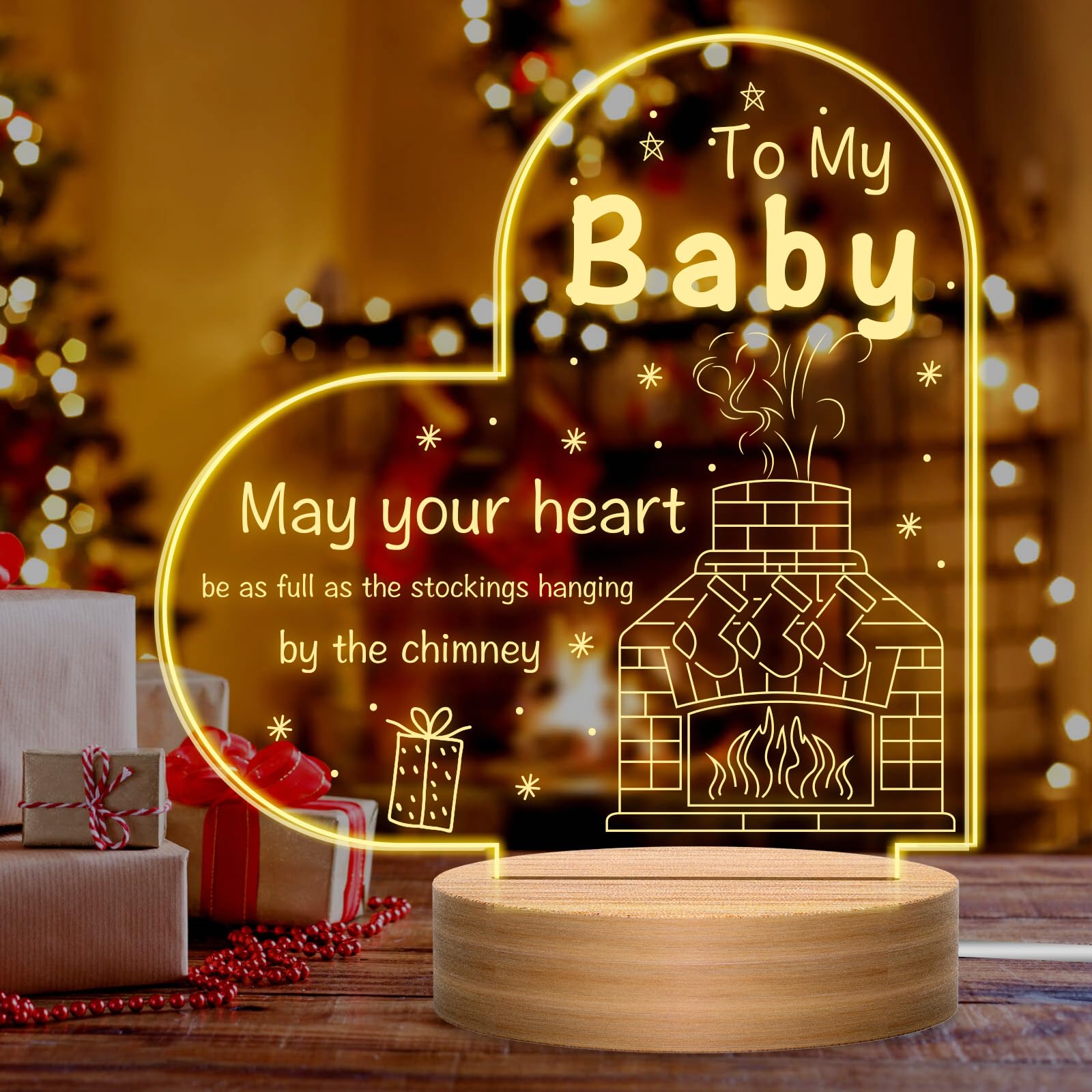 Regalo di Natale per giocattoli per bambini, lampada notturna 3D con incisione, luce notturna con incisione, regalo religioso per battesimo con parole di preghiera, lode cristiana e ispirazione per