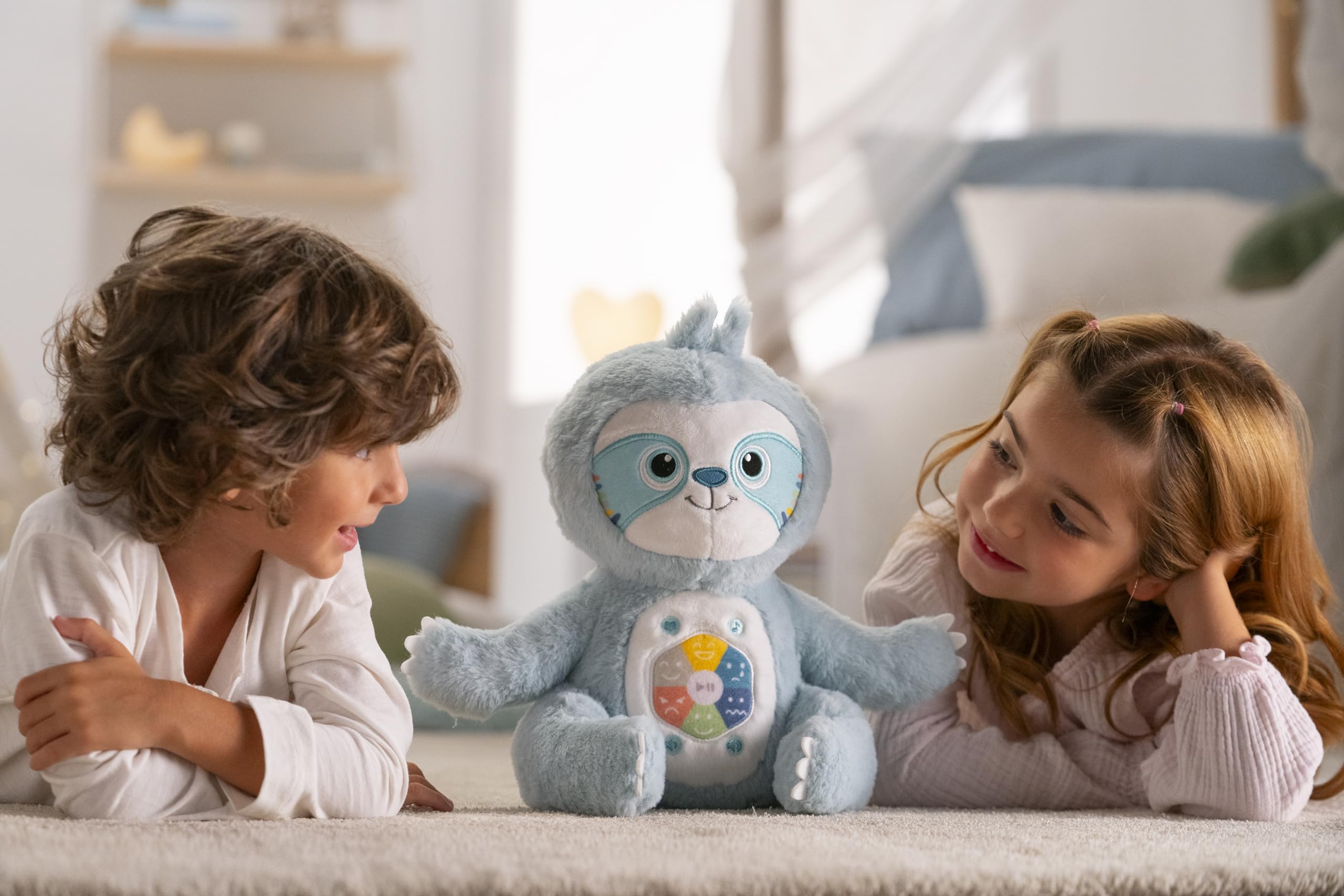 Gipsy Toys - Siméon, Mon conteur d'émotions – Peluche Interactive Musicale, conteuse d’Histoires – Garçon et Filles – 10 Mois à 7 Ans - 28 cm - Vert d'eau - Version Française
