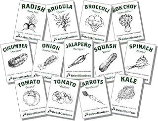 Organic Vegetable Seeds for Planting - 13 Varieties of Non GMO, Non Hybrid, Heirloom Seeds, Open Pollinated Home Garden Se...