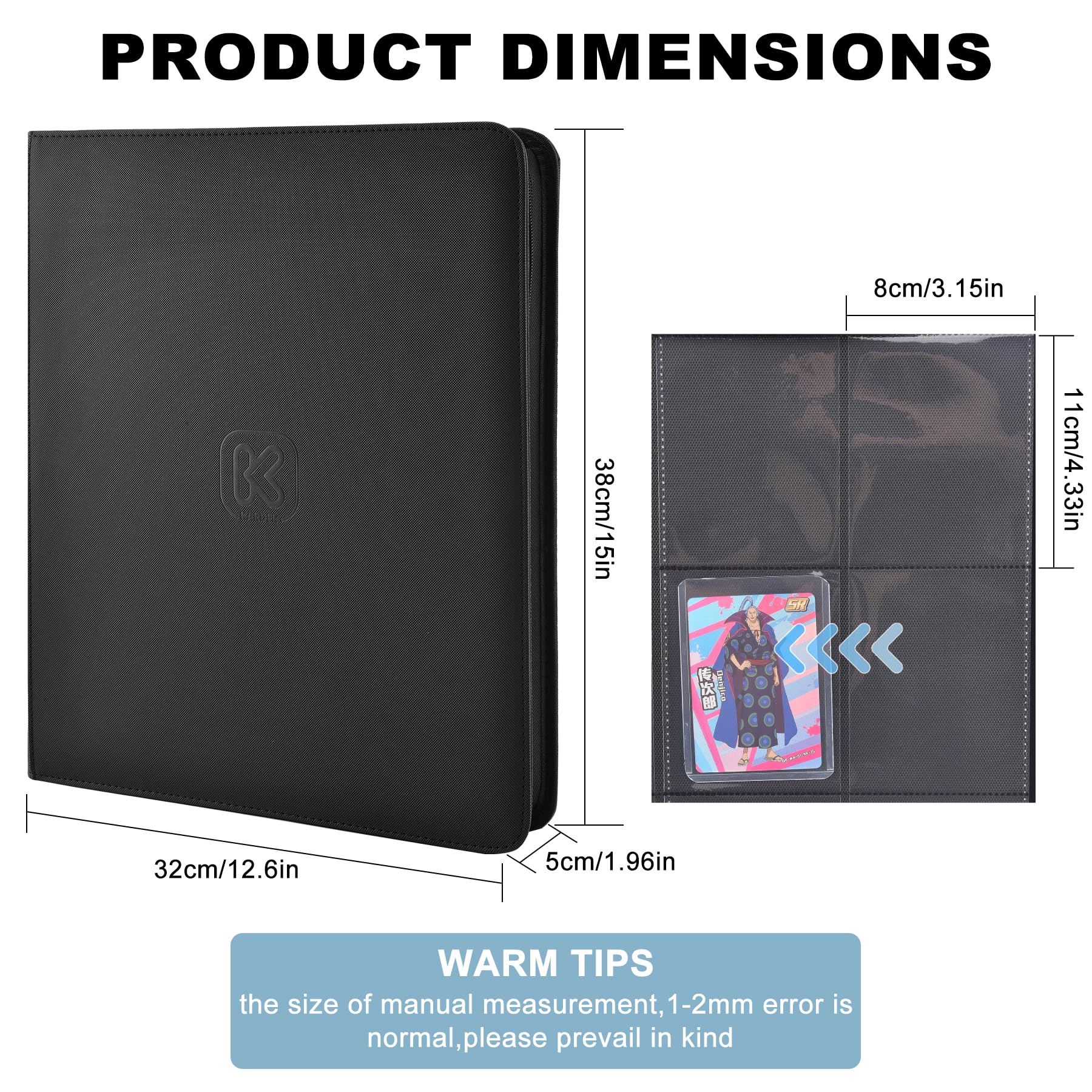 KINGLGX Top Loader Binder – Includes 9 Card KINGLGX Booster Pack - 1 Guaranteed Holo, Holds 252 Toploaders, Rigid 9-Pocket Pages, Premium Zippered Collector Binder for Pokémon, Sports Cards & TCG