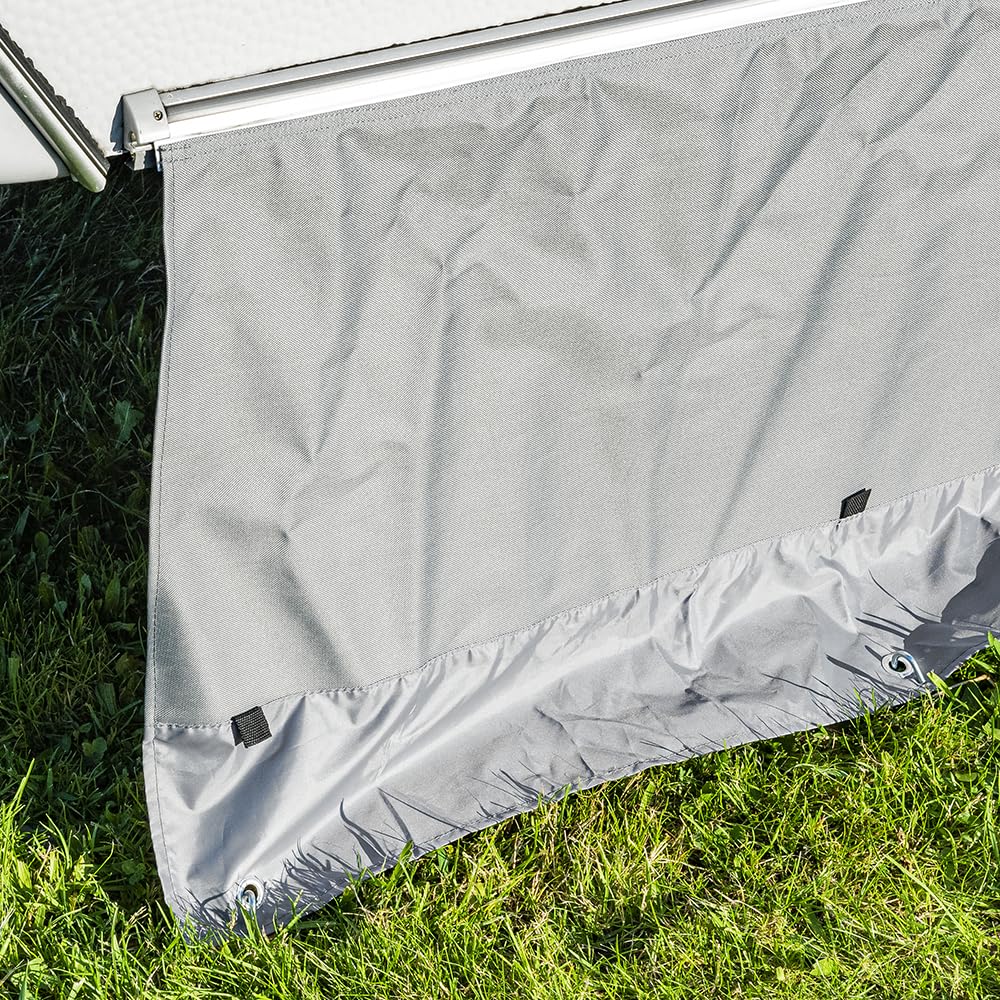Campout Windblende mit Staufächern - 50 x 800 cm - Zugluftstopper - Zugluftstopper – Zugluftstreifen – Bis zu 50 cm Höhe – 2 Aufbewahrungsfächer – Inkl. Zeltpflöcke & Aufbewahrungstasche