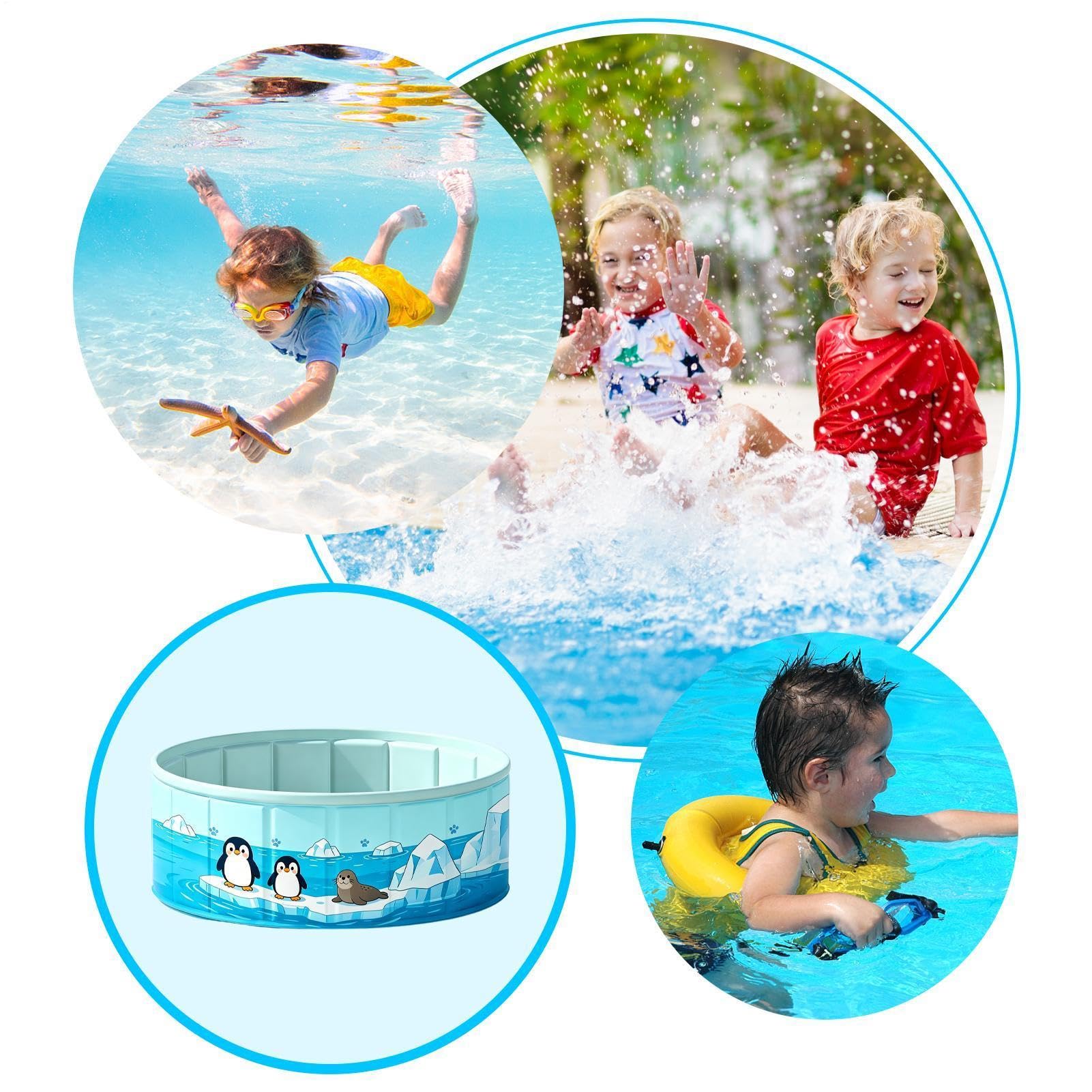 Hundepool Für Große & Kleine Hunde rutschfest Faltbarer Hunde Planschbecken | PVC Hunde Planschbecken Hundebadewanne haustiere Kinder Schwimmbecken Verschleißfest Hunde Swimmingpool Für Garten Badezimmer