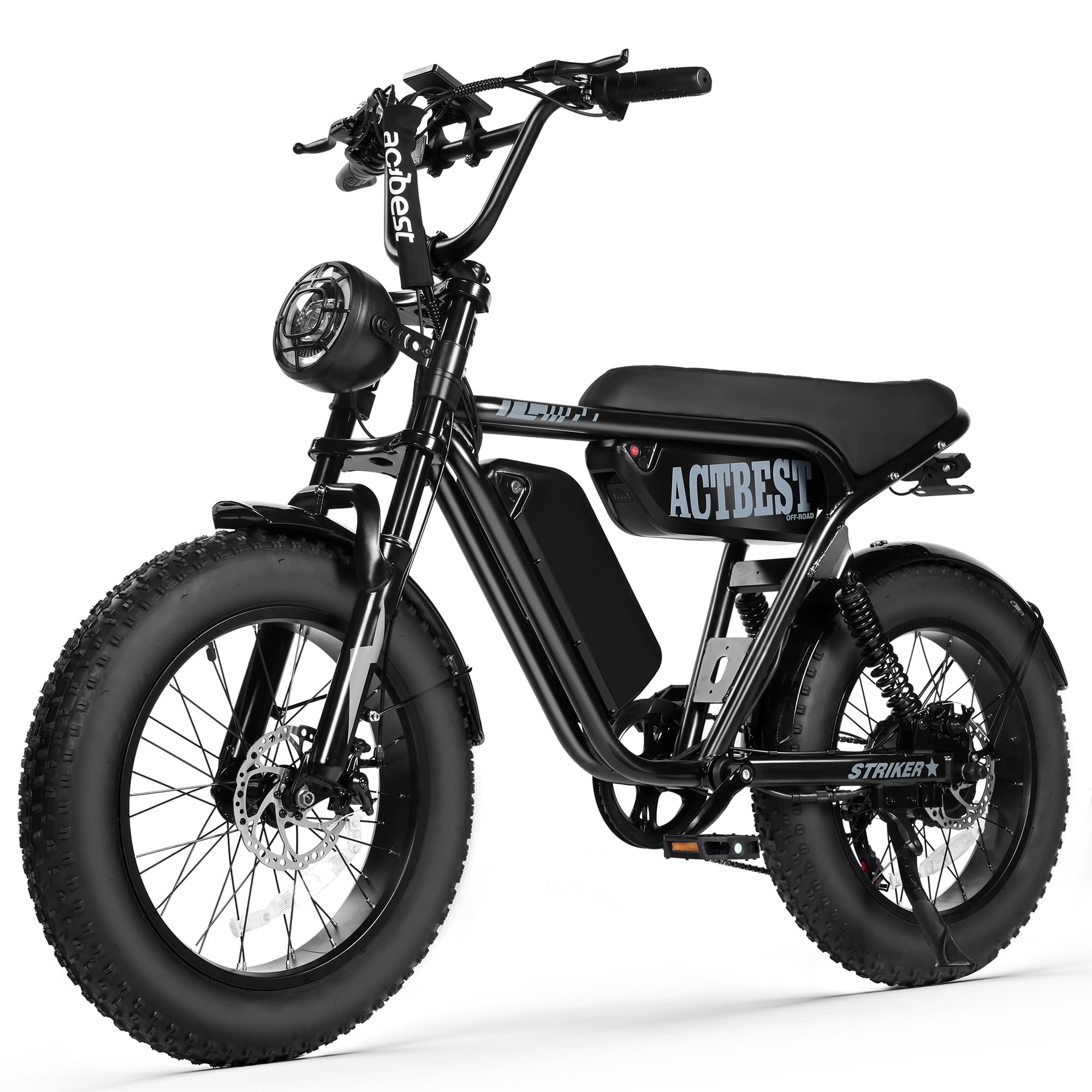 ACTBEST 20'' Classic Dual Fat Tire Electric Bike in black.