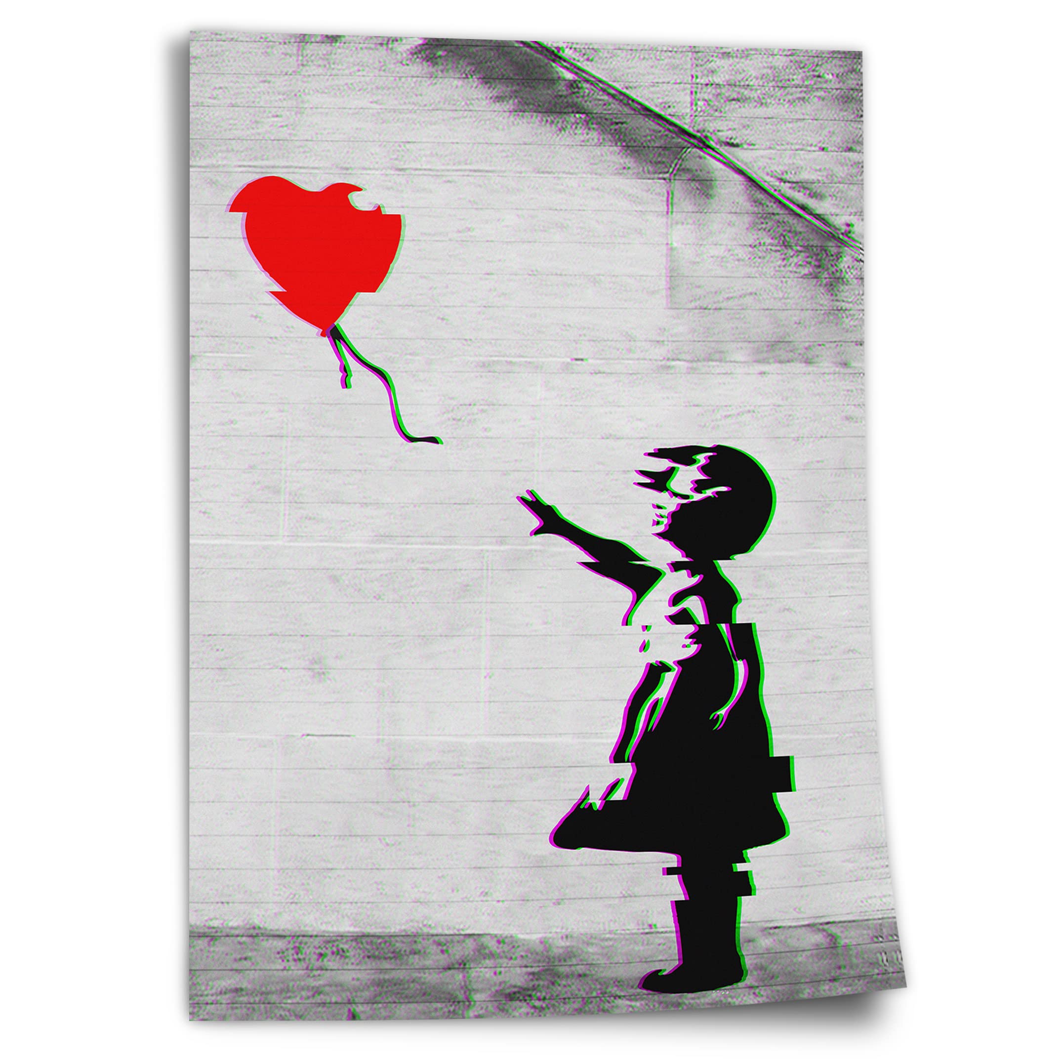Printistico Girls #04 Cotton Poster Banksy With Heart Balloon - Modern Street Art, Unframed Art Print, Mural - A4, A3, A2, A1, A0, Xxl