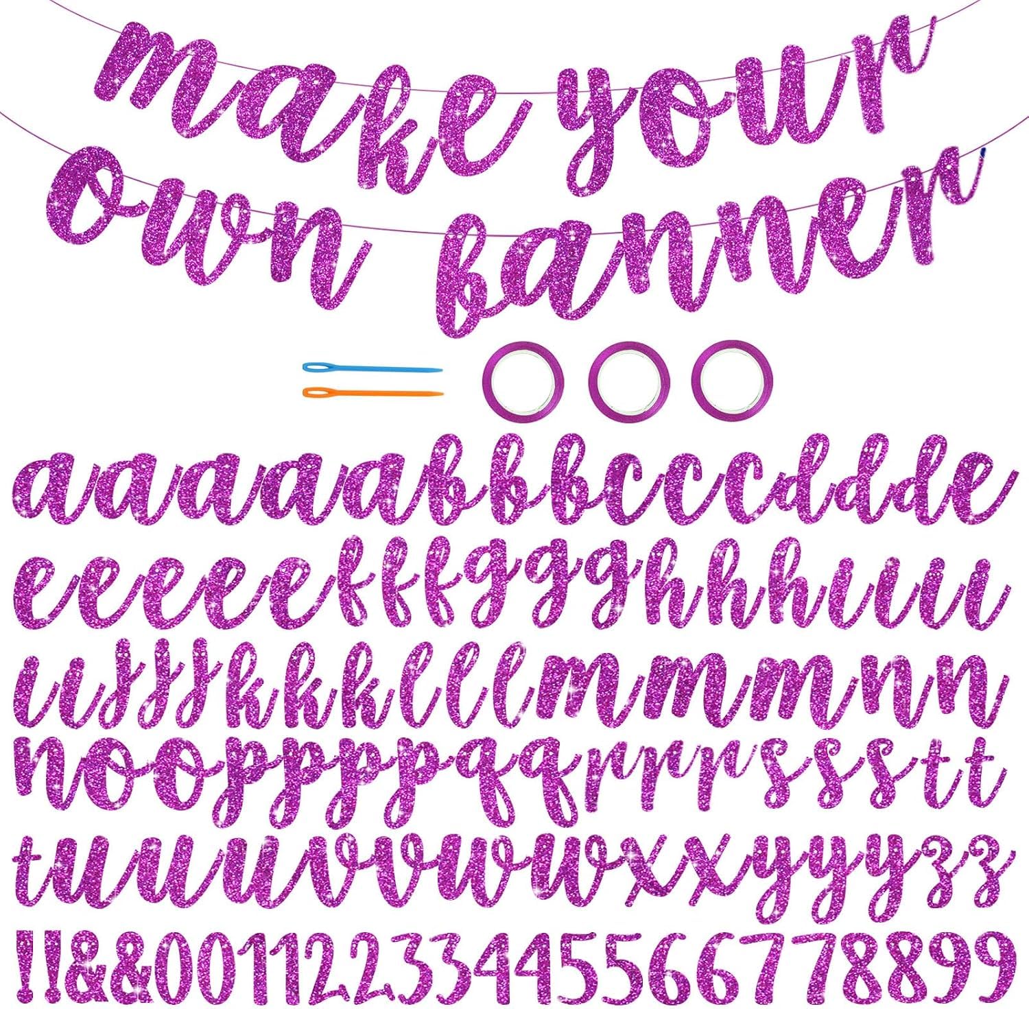 DecoGlee Cursive Purple 116pcs A-Z DIY Letter Custom Banner Party Decora — image 1