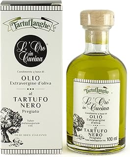 TartufLanghe L’Oro in Cucina Black Truffle Oil - EVOO Extra Virgin Olive Oil From Italy Infused with Real Black Winter Truffles, Gourmet Italian Food Product Made in Italy - 3.38 FL OZ (Pack of 1)