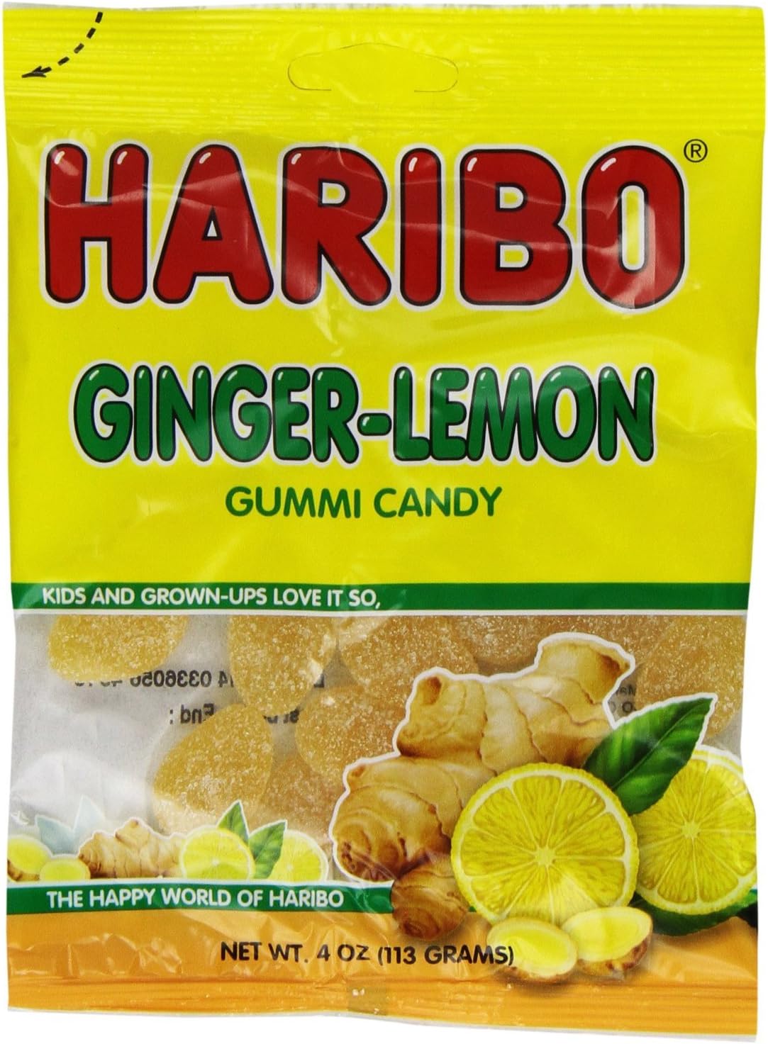Haribo Gummy Candy, Ginger Lemon, 4ounce (Pack of 6) From