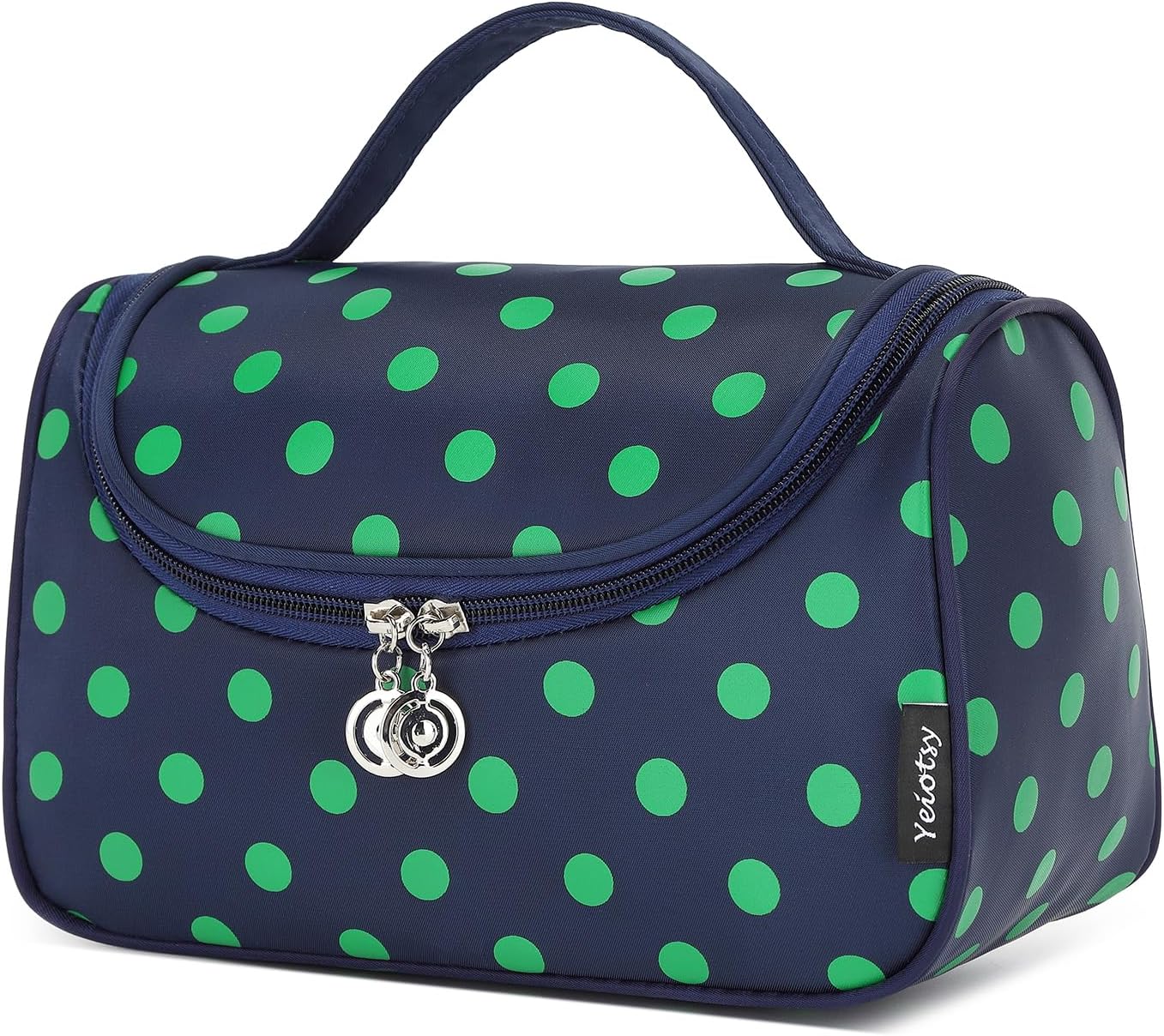 Yeiotsy Travel Cosmetic Bag for Women – Polka Dot Makeup Bag Organizer & Hanging Toiletry Bag