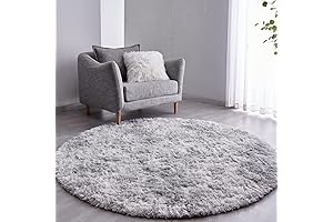 FJZFING Tie-Dyed Light Grey Round Rug: Soft, Ultra-Cozy, Perfect for Nurseries and More