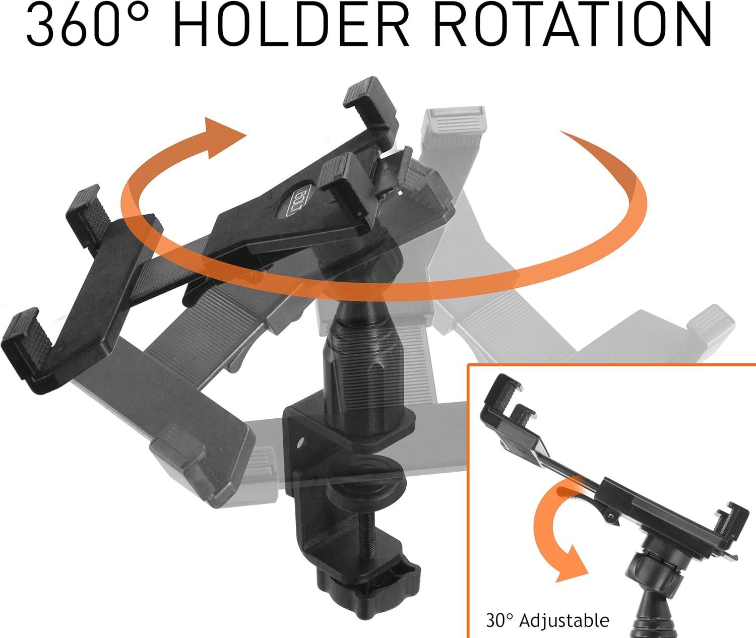 iBOLT TabDock Clamp- Heavy Duty C-Clamp Mount for All 7" - 10" Tablets (iPad, Nexus, Samsung Tab) for Desks, Tables, Wheelchairs, Carts, etc : Great for Homes, Schools, Offices, Hospitals