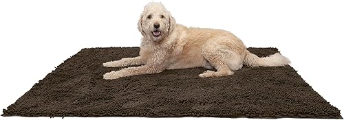 Tapete de cama Furhaven para mascotas como perros y gatos Alfombra para comida y toalla de baño de gamuza y felpilla absorbente para patas sucias,