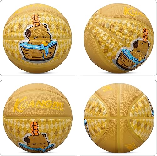 Miniatura 7 de Kuangmi Balón de baloncesto de goma de lujo, tamaño reglamentario de oficina, 7 (29.5 pulgadas), hecho para juegos de baloncesto en interiores y