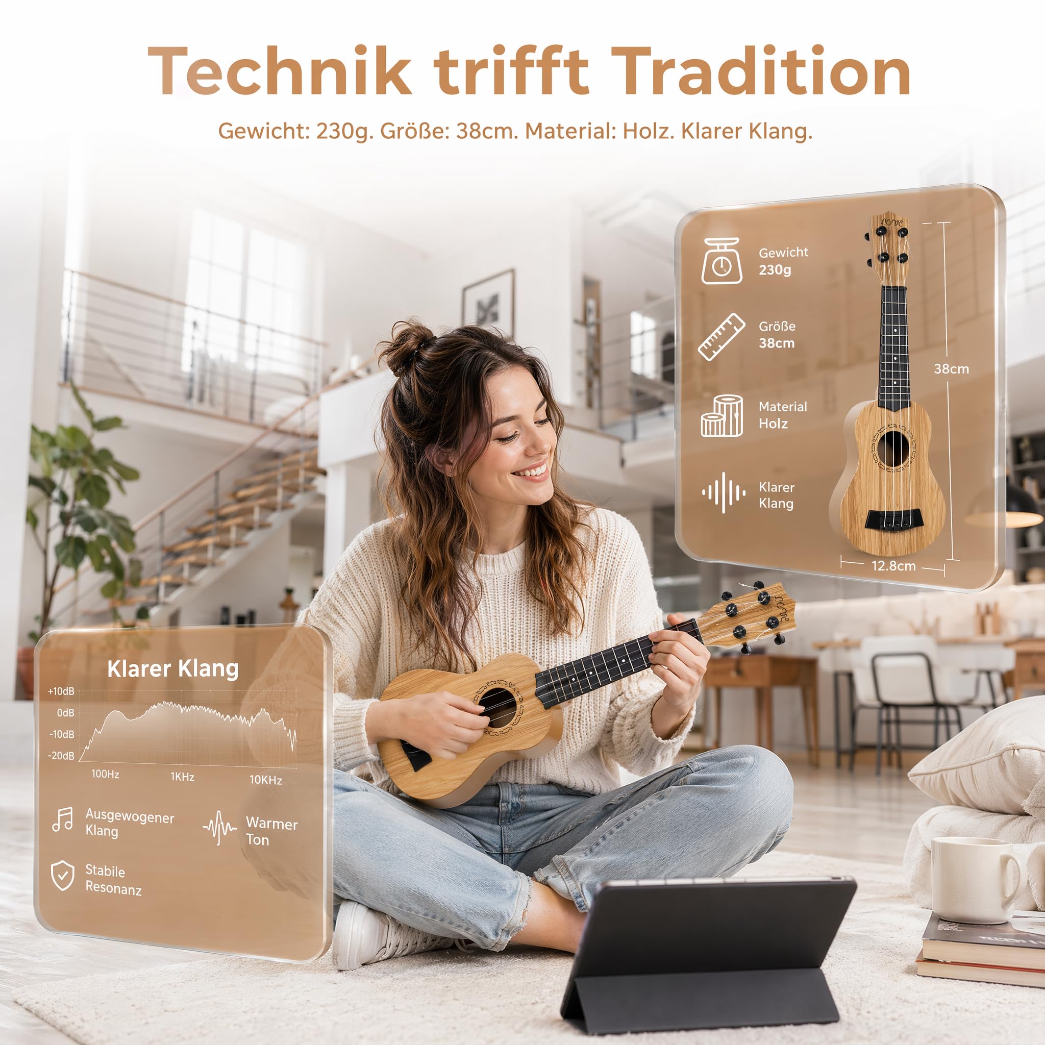 Fake-Ukulele, Anfänger, Akustikinstrument, für Erwachsene, Kinder, , 1 Stück