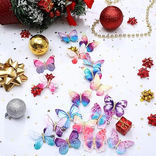 Miniatura 10 de 18 pinzas con diseño de mariposa, con brillantina, pasadores, pinzas de clip para adolescentes y mujeres, accesorios de pelo (estilo encantador)