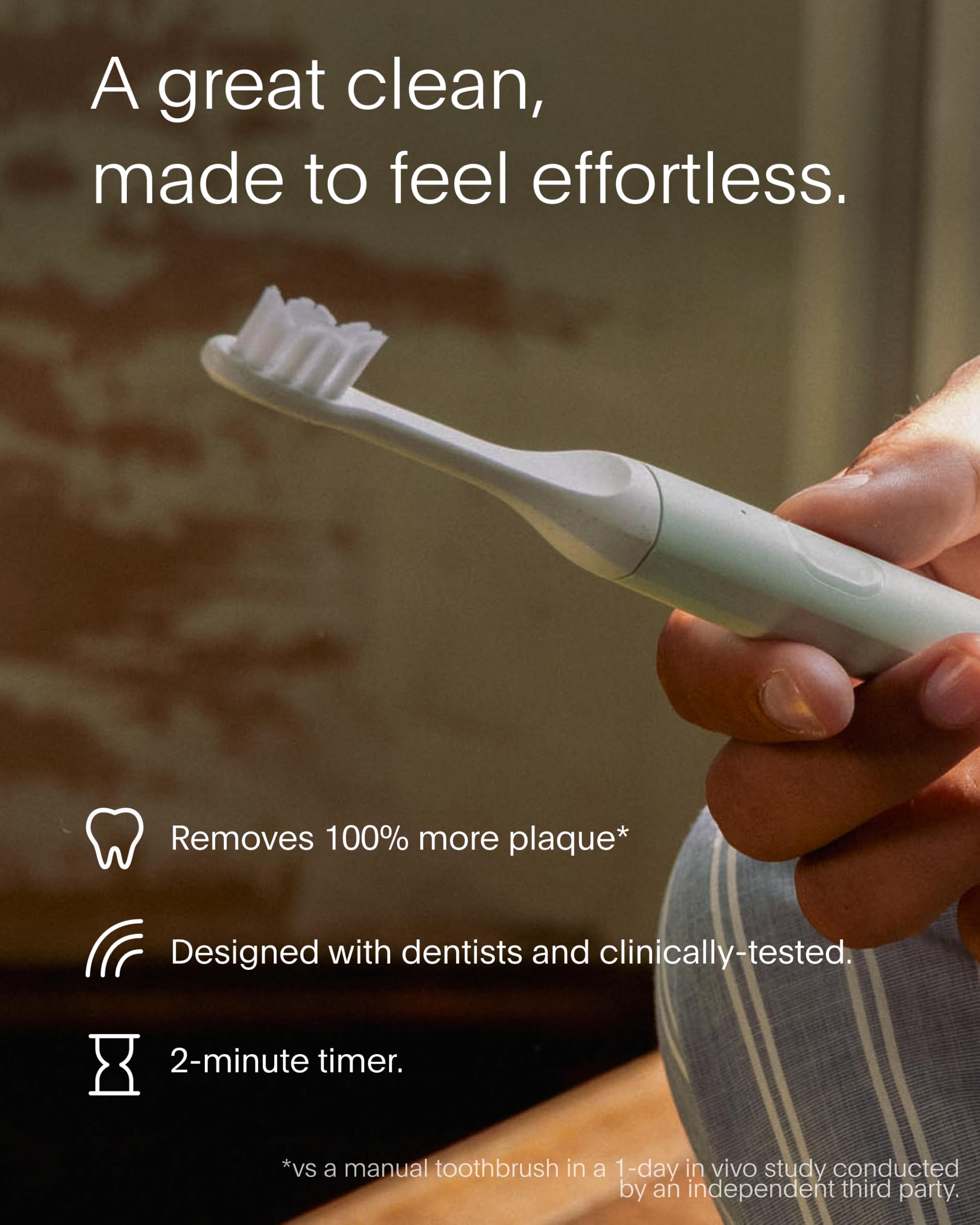 SURI Cepillo de dientes eléctrico Core Sonic | Batería de hasta 4 semanas | Cubierta de cabeza de viaje | Sensor de presión | Cuerpo biológico* | Temporizador de 2 minutos | Cabezal a base de plantas