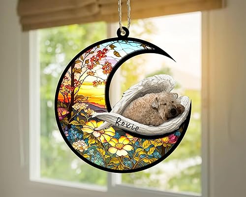 Miniatura 10 de Chow Chow Dog Memorial Suncatcher, adorno de Navidad Chow Chow con nombre, atrapador de pérdida de mascotas, regalos para los amantes de los perros