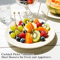 Vista 7 de I-MART Juego de púas de cóctel de acero inoxidable (paquete de 15 unidades, dorado)