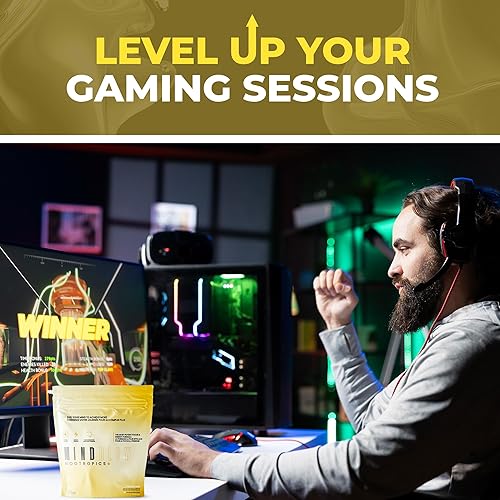 Miniatura 5 de Suplemento cerebral nootrópico para energía, concentración y estado de ánimo con cafeína, L-tirosina, teacrina y alfa GPC - para jugadores,