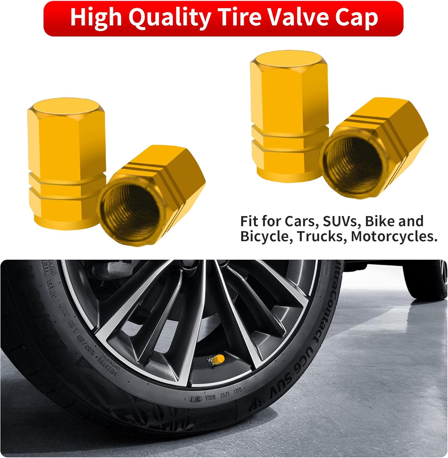 2PCS Stainless Steel License Plate Frames, 2 Holes Car Licence Plate Covers with Screws Washers and Caps, Car Exterior Accessories, License Plate Holder for US Vehicles Yellow - Image 7