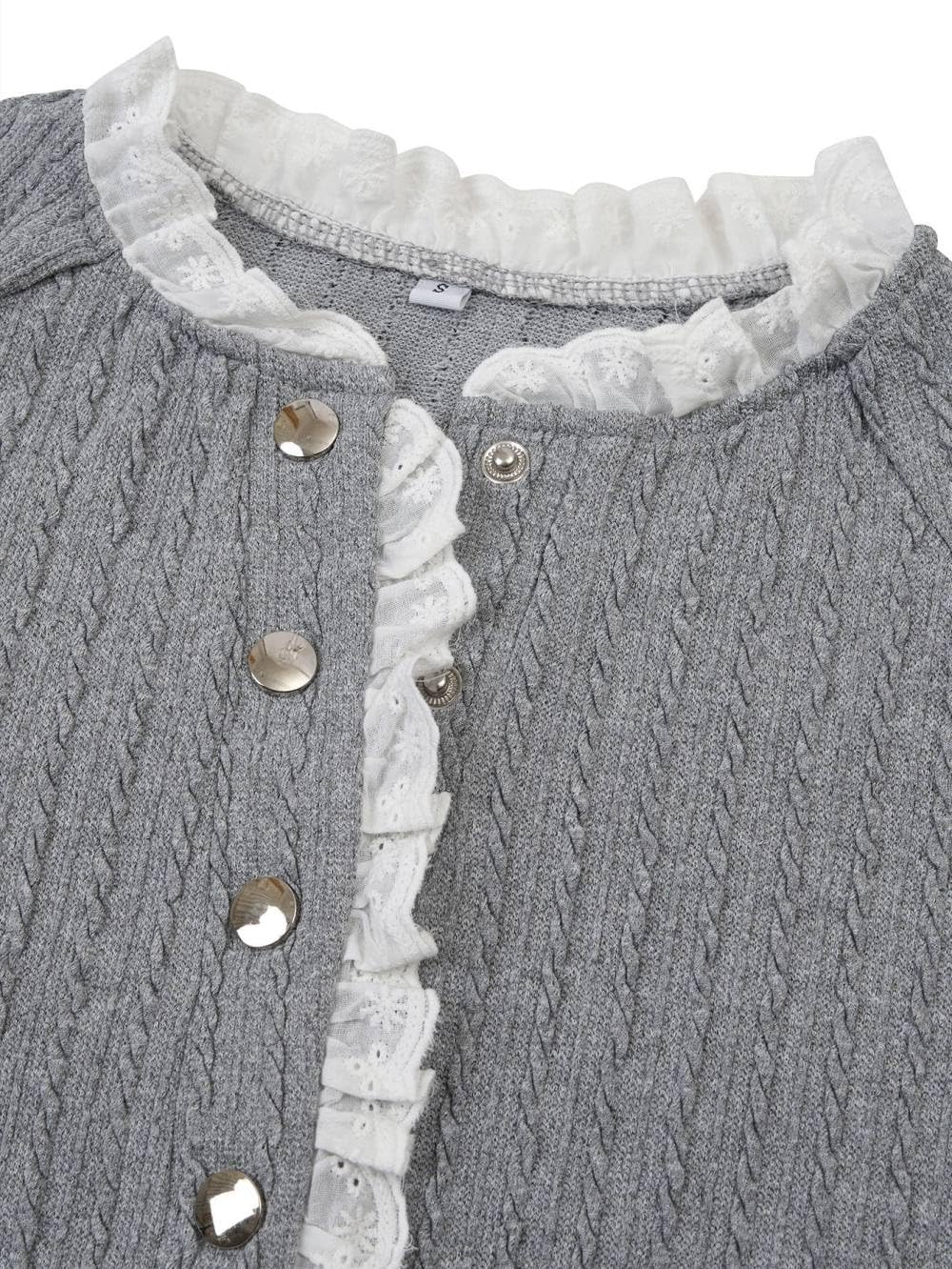 Bluse Damen,Damen Lässige Bluse Mit Schnappverschluss, Pullover Hemd, Grau, Stehkragen, Rüschenbesatz, Gedrehte Streifen, Langarm Shirt, Elegante Bluse, Blusen Tops Für Arbeit Und Ausgehen