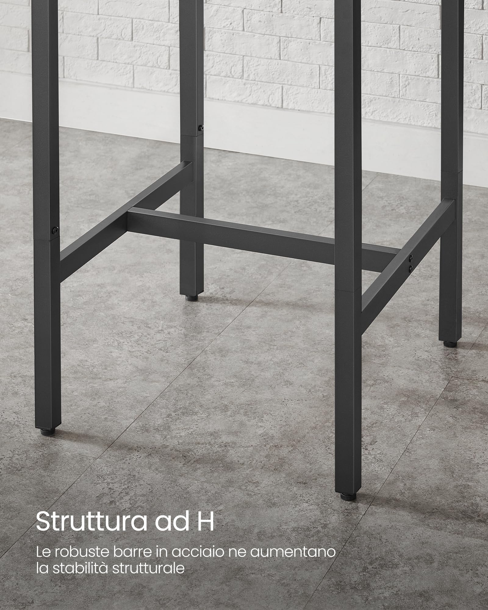 VASAGLE Tavolino da Bar, Tavolino Alto Quadrato per Colazione, Struttura in Acciaio, 60 x 60 x 92 cm, Montaggio Facile, per Cucina Soggiorno, Stile Industriale, Marrone Vintage e Nero LBT25X