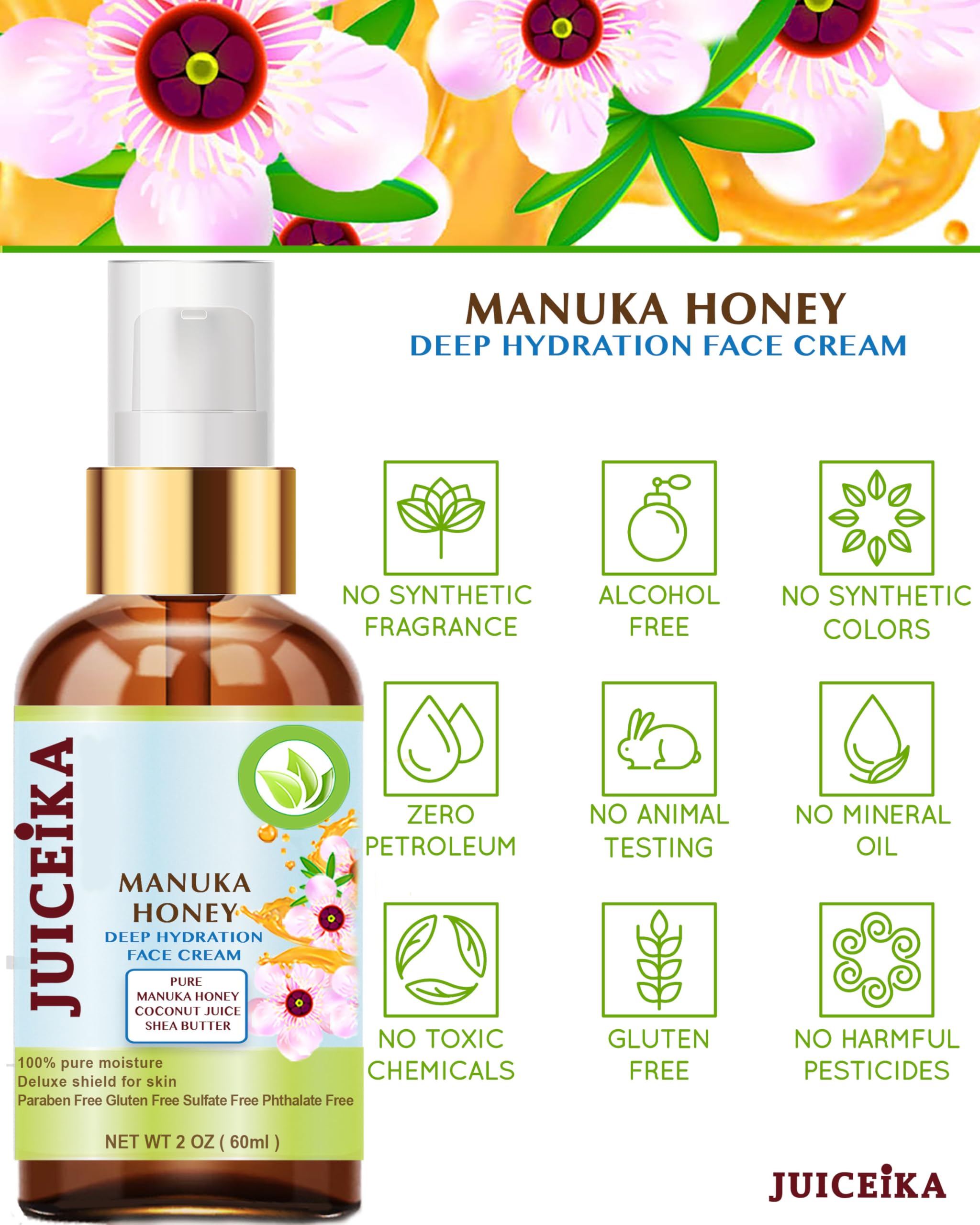 Amazon.com: Juiceika MANUKA HONEY Deep Hydration Face Cream Face