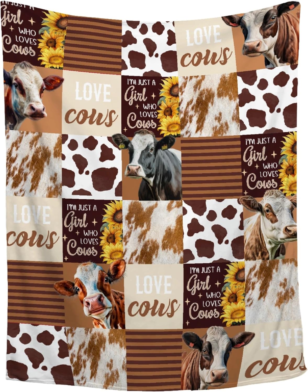 Cow Blanket Cow Print Blanket,Cow Decor Sunflower Blanket