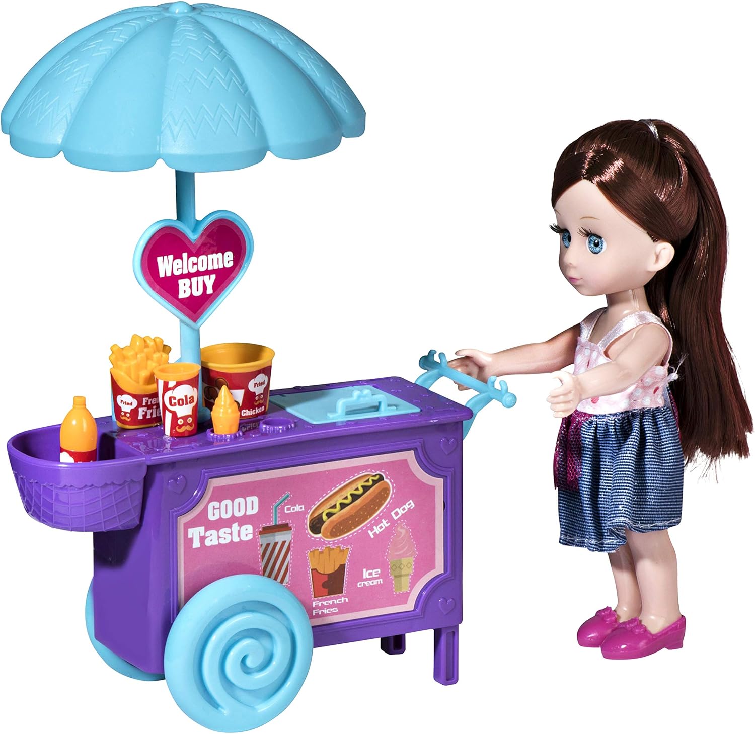 Playkidz Mini Doll Food Playset Pretend Play Mini Doll
