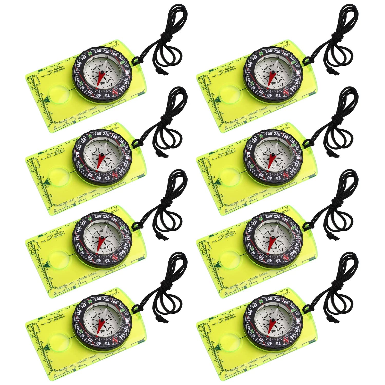 SNHOHIAK 8 Pack Orienteering Compass Hiking Backpacking Compass, Compass for Camping, Hiking and Navigation, Boy Scout Outdoor Camping