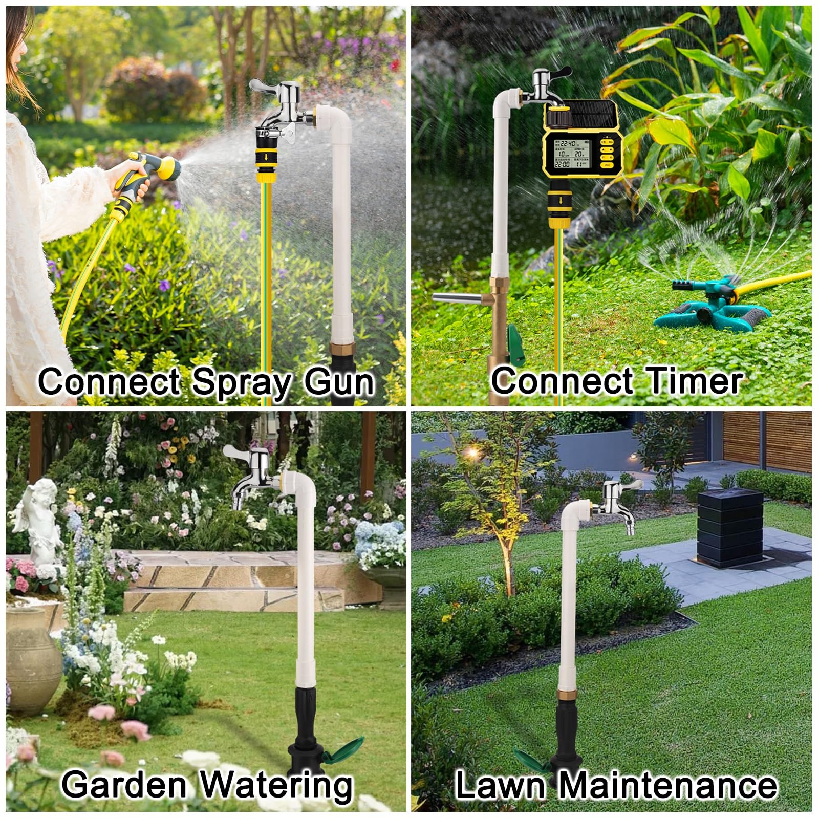 Supporto per tubo dell'acqua da esterno con beccuccio, per un rapido accesso all'irrigazione del giardino e al lavaggio dell'auto