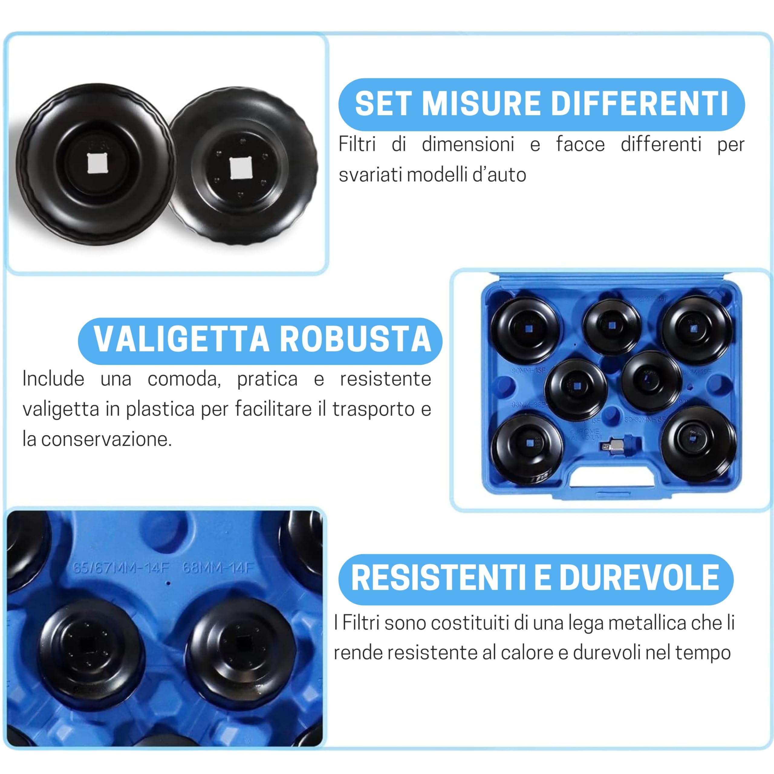 CLICLED 14 pezzi chiave a tazza filtro olio motore auto smontaggio rimozione