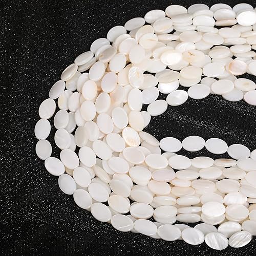 Miniatura 4 de Cuentas Rondelle de concha natural para hacer joyas, cuentas sueltas para hacer pulseras, collares, joyas (azul) (elipse)