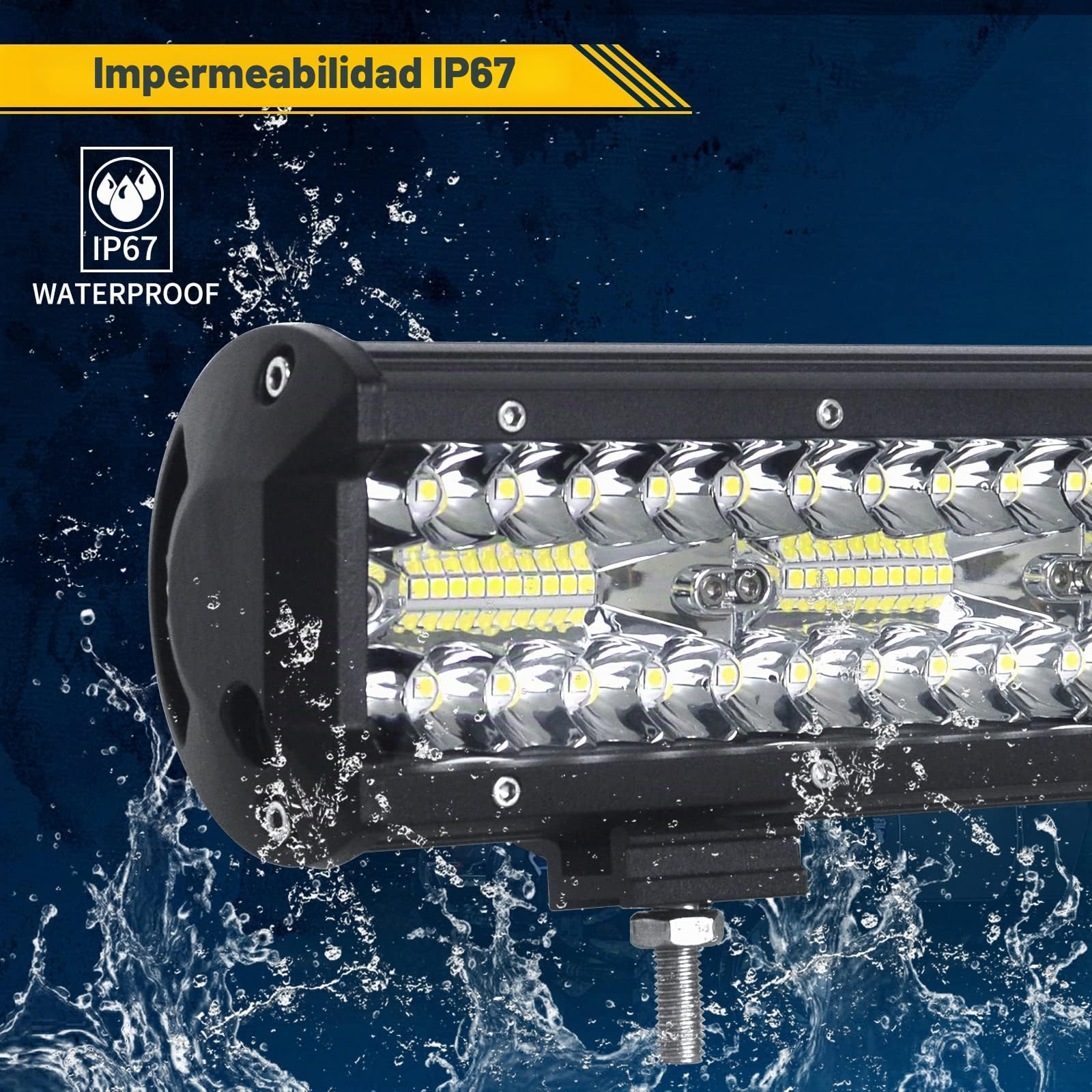 Willpower Barra de Luz LED 12 Pulgadas 30cm 240W + 2PCS Focos LED Tractor + Arnés de Cableado 12V 24V IP67 Impermeable Faro de Trabajo para 4x4 Coche Camion Barco ATV UTV SUV