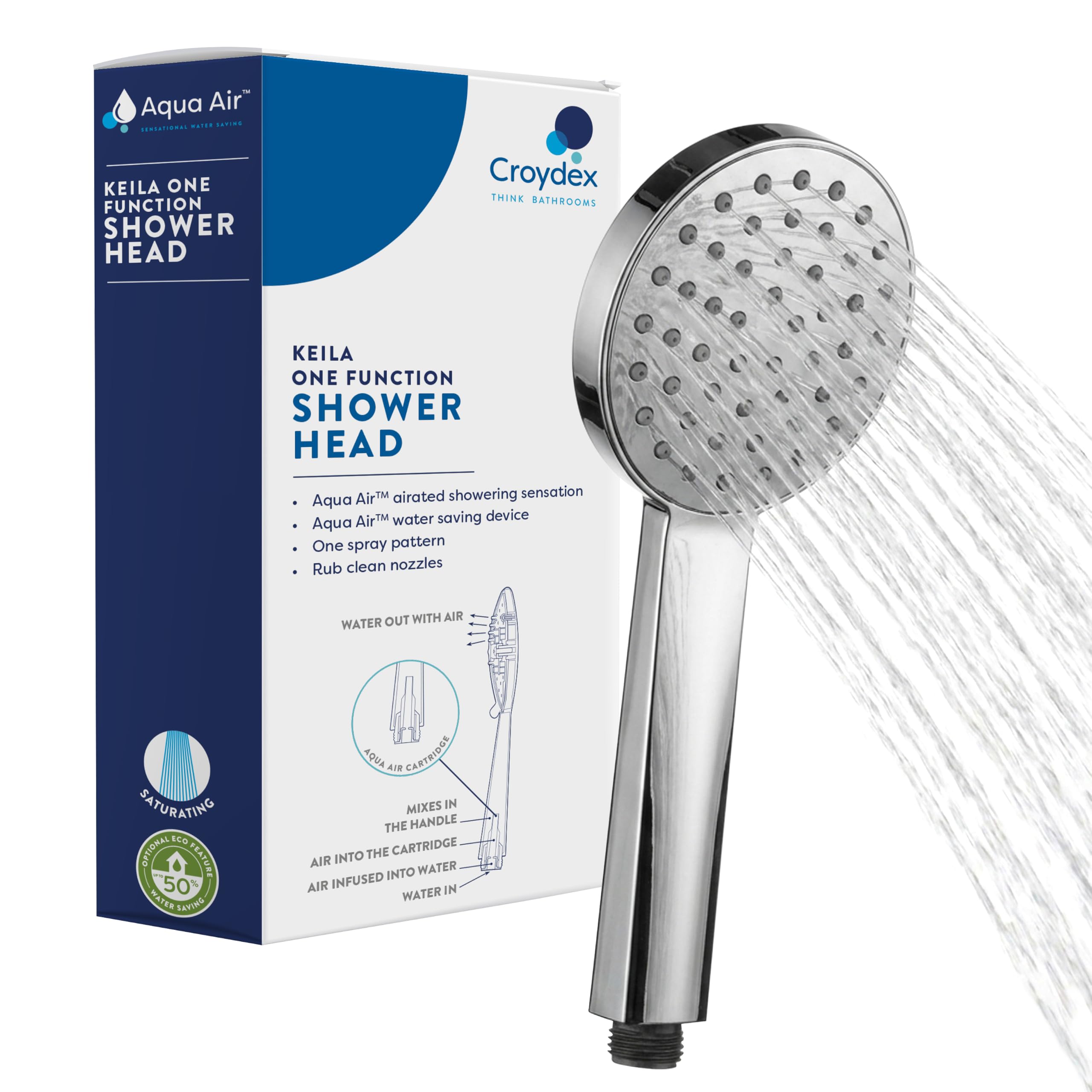 Silk Spray 3 Function Shower Head Chrome - Chrome
