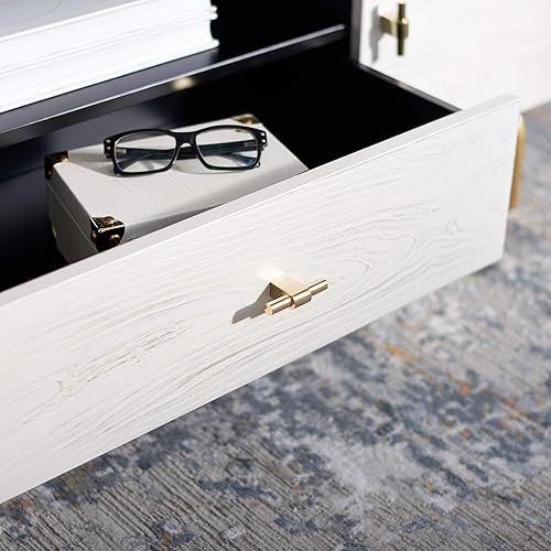 Miniatura 7 de Safavieh NegroBlanco Washed Home Collection Genevieve - Soporte multimedia (hasta 60 pulgadas de pantalla plana), 54 pulgadas de ancho x 15.7