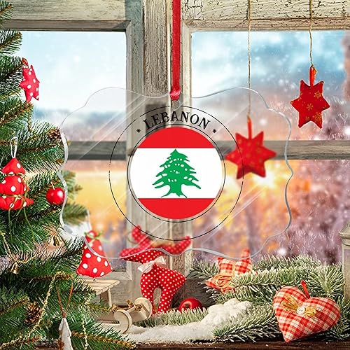 Vista 40 de Bandera nacional de Kuwait, decoración de árbol de Navidad de acrílico, adorno de recuerdo de la ciudad, adorno colgante para árbol de Navidad