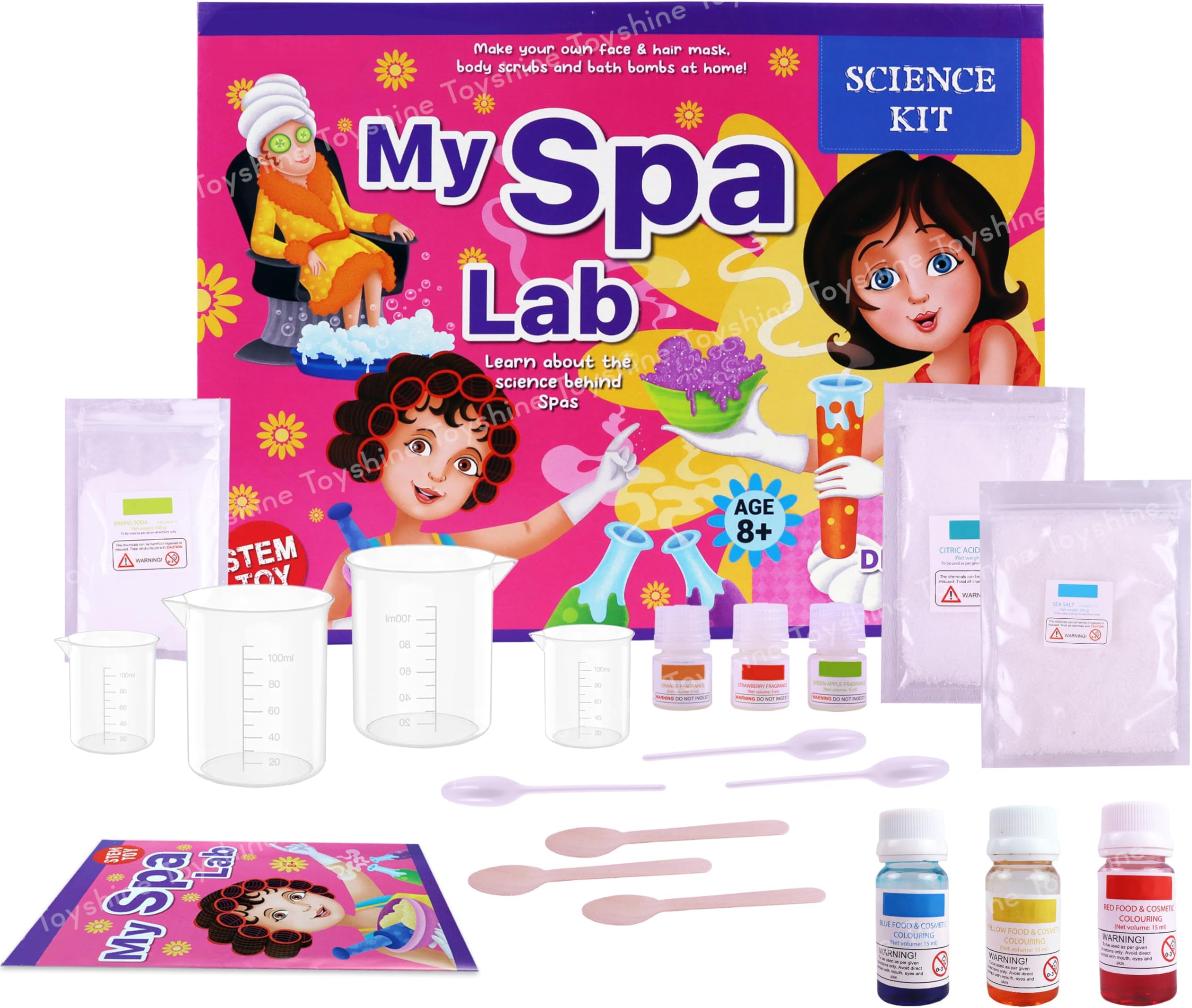 Toyshine My Spa Lab to Create Bath Bombs | Bath Salts | Body, Face Masks | STEM Educational Learning Creative Fun Science Project DIY Activity Toy Kit for Boys and Girls 6+