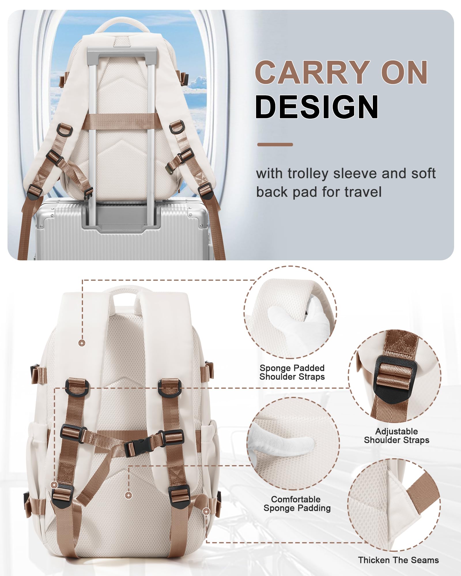 BJLFS Borse da Cabina per Ryanair 40×30×20 Zaino da Viaggio con Sottovuoto Bagaglio a Mano 40x20x25 Easyjet 45×36×20,Zaino Wizzair 40x30x20,Zaino Casual per laptop da 14 pollici per scuola