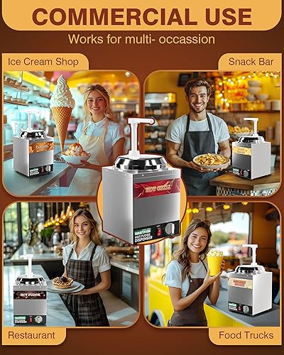 Miniatura 7 de WantJoin Dispensador de queso nacho con bomba, calentador de queso Nacho de 2.8 cuartos de galón, calentador de dulce de azúcar caliente de acero