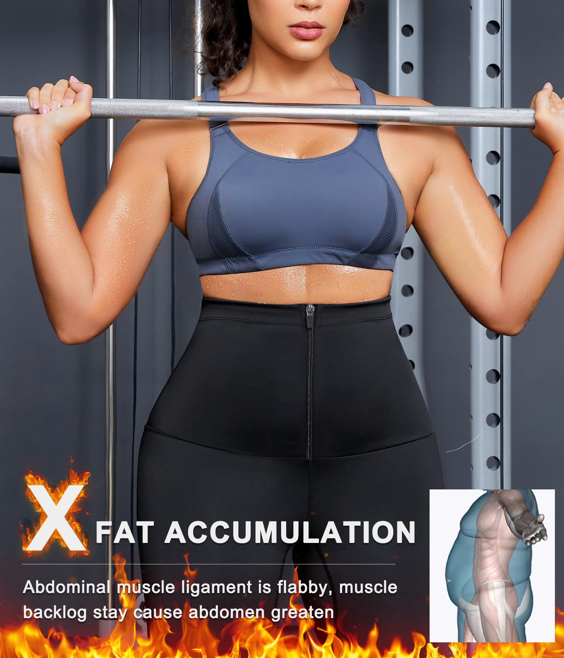 SCARBORO Sweat Sauna Suit for Women Waist Trainer Legging Workout Compression Pants Slimming Weight Belly Fat Shaper