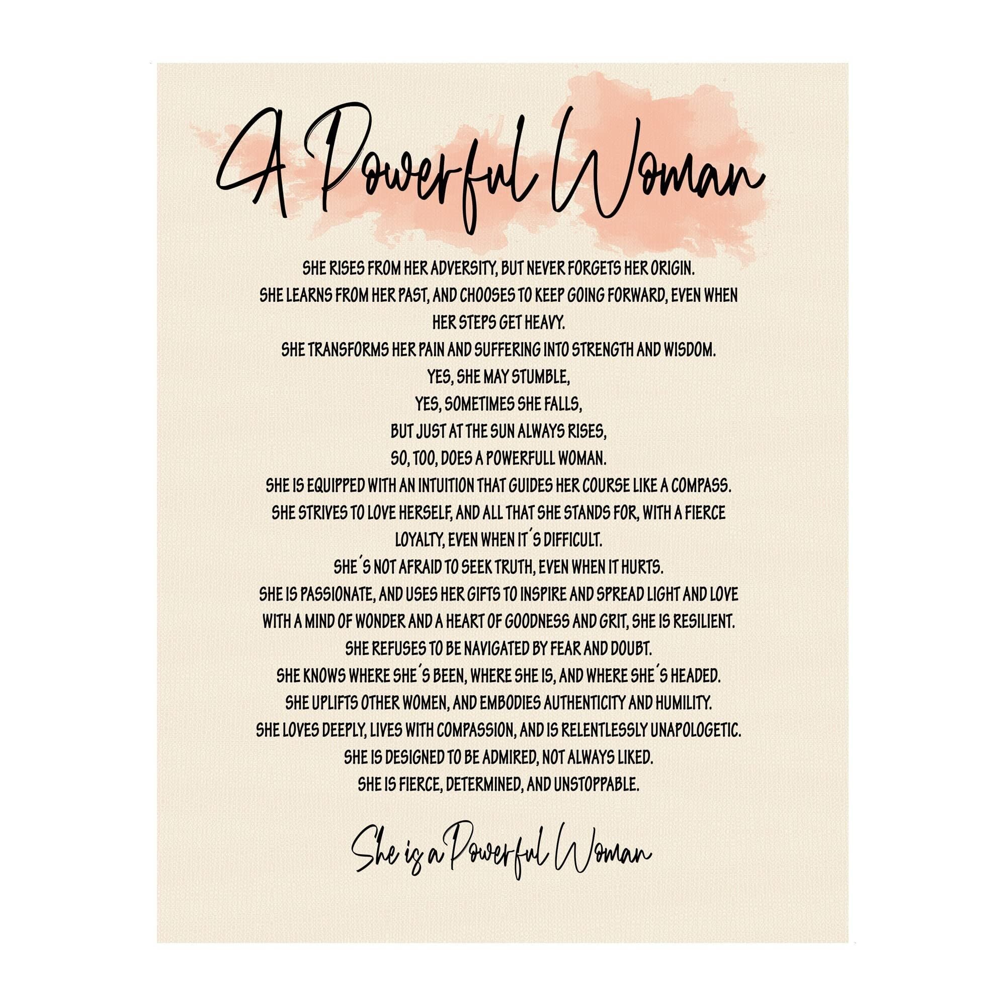 AUOQKQUT Strong Woman Motivational Poster Women Empowerment Wall-Art Inspirational Quote Print for Home Office Decor Gift for Her Female Friend Framed,12x18inch(30x45cm)