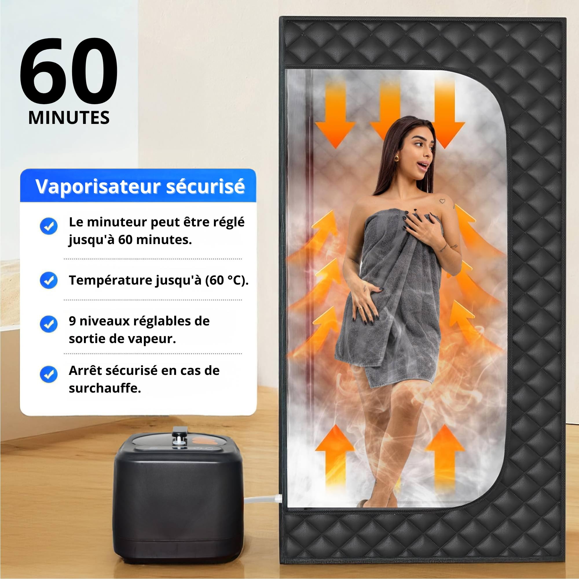 Ice Hof® Sauna Vapeur Portable, Hammam Portable avec Générateur de Vapeur, Sauna à Vapeur Portable pour Maison, Sauna Portatif, Sauna Exterieur, Sauna Home Relaxation