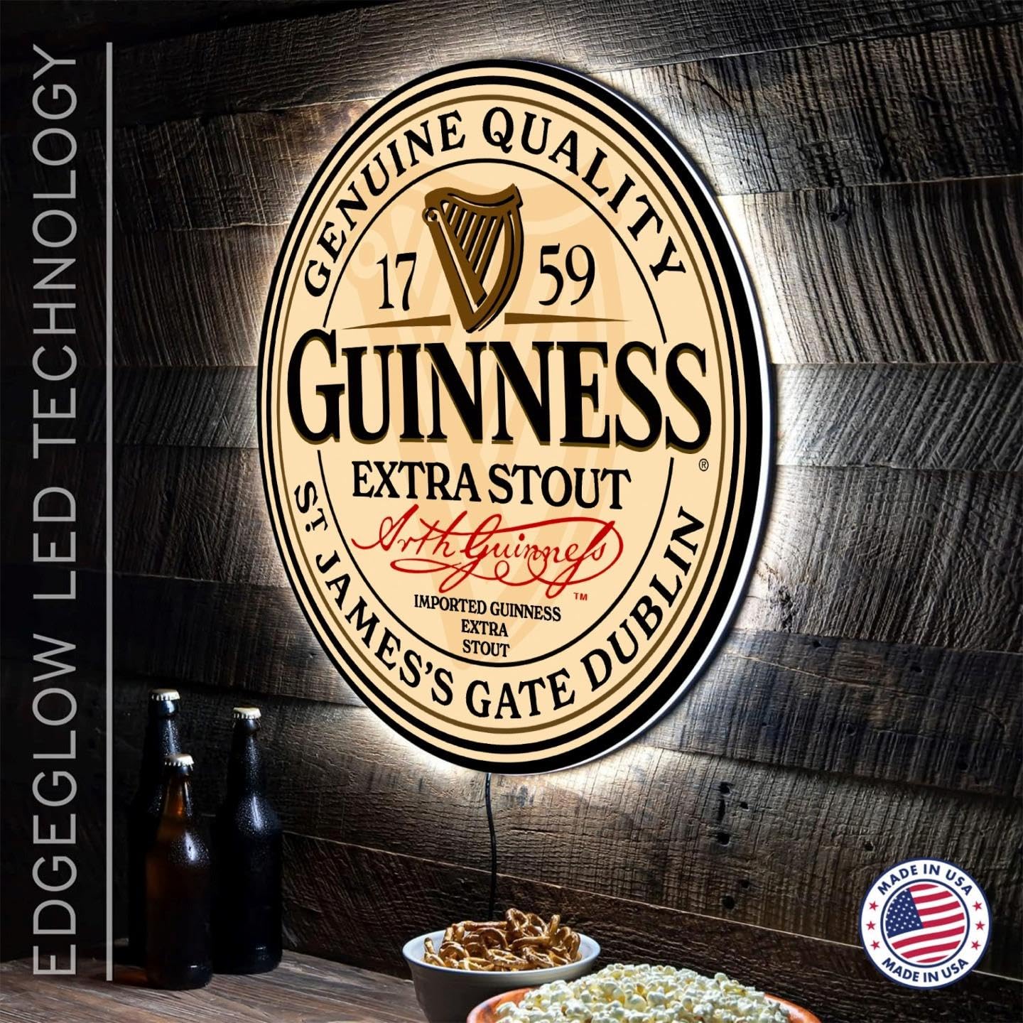 Guinness Beer Indoor LED Sign, Light Up Bar Signs, Ultra-Thin LED