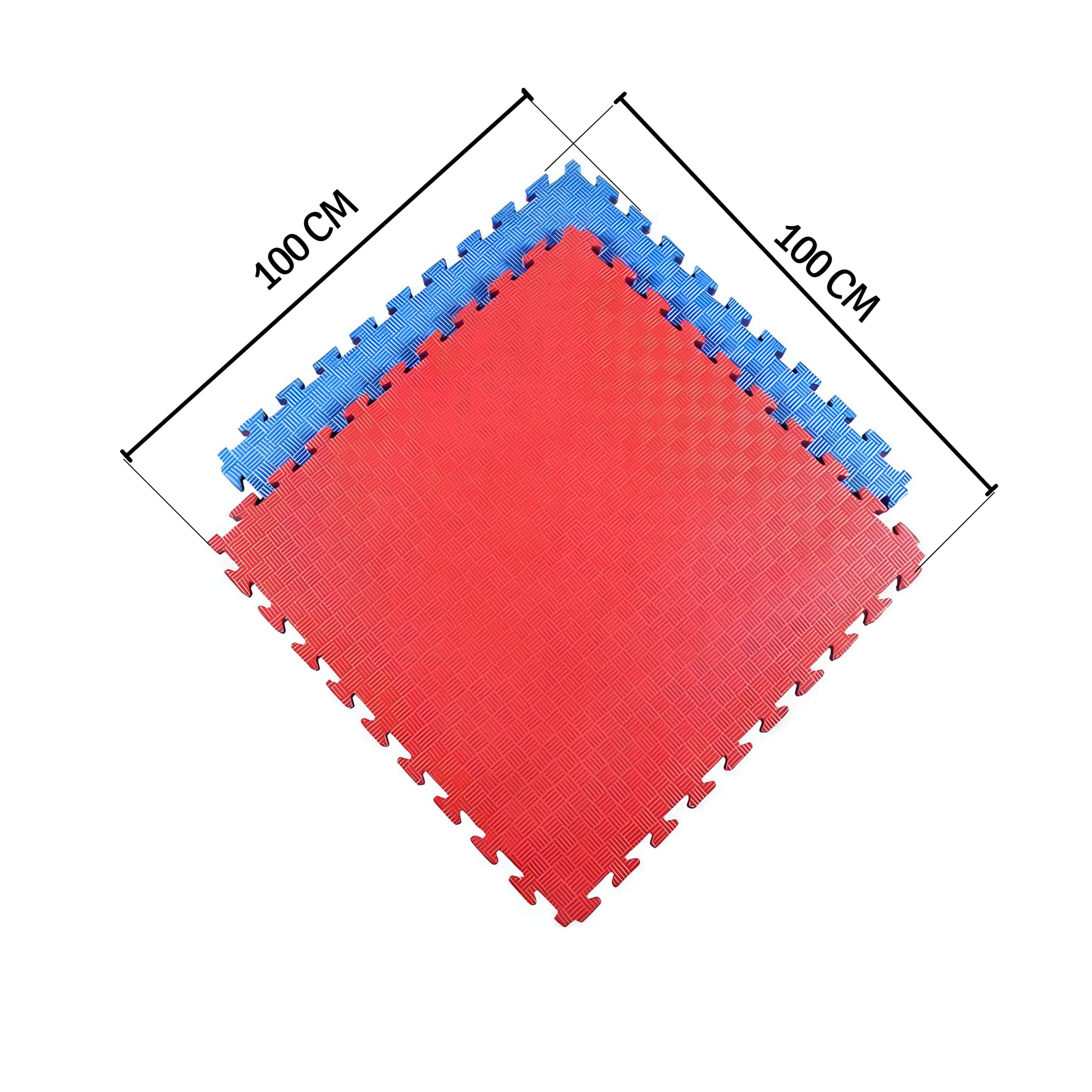 Tatami Palestra 100x100x4 cm Rosso/Blu – Tappeto Puzzle in Gomma EVA Antitrauma, 1 Piastrella Tatami Giapponese Antiscivolo per Judo, Karate, MMA, Arti Marziali
