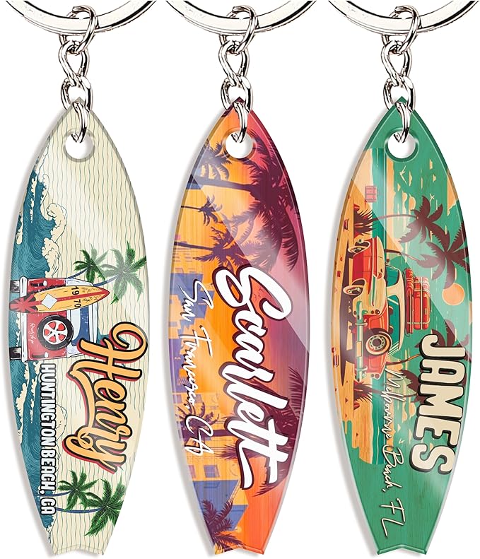 Amazon.com: Personalized Acrylic Surfboard Keychain – Custom Name ...